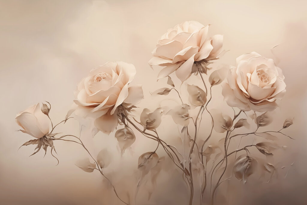 Groep rozen met bladeren Groep rozen met bladeren