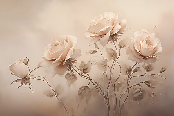 Groep rozen met bladeren Groep rozen met bladeren