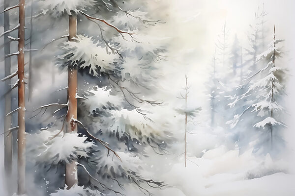 Besneeuwde bomen in een bos Besneeuwde bomen in een bos