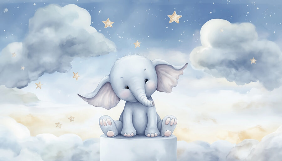 Spotprent van een olifant zittend op een platform