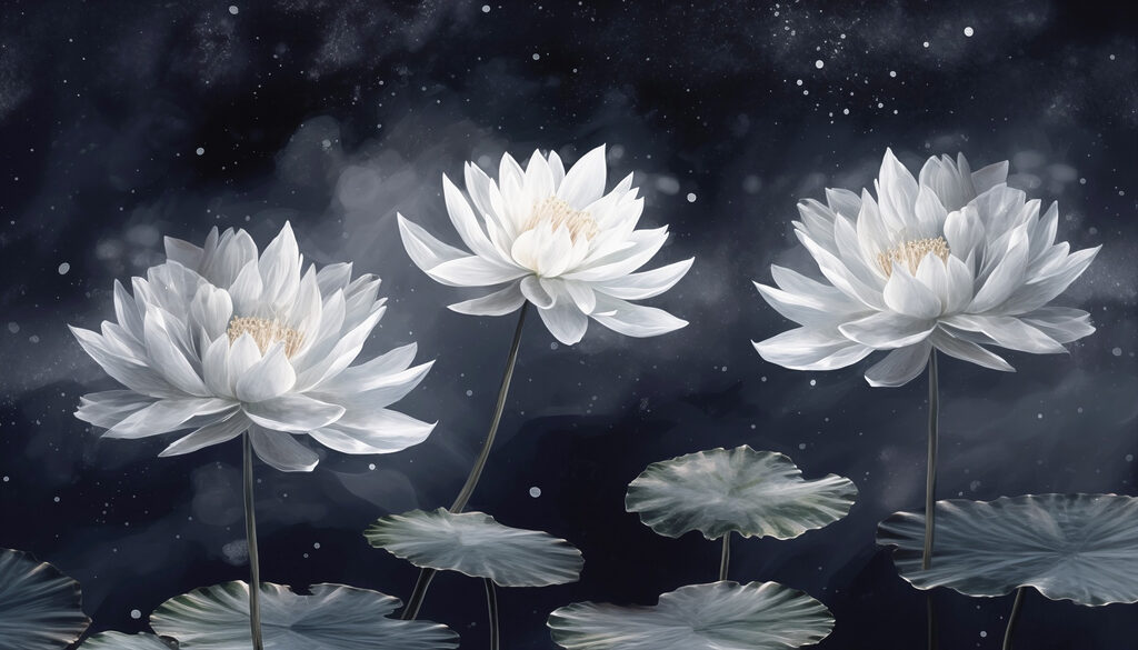 Groep witte bloemen met groene bladeren Groep witte bloemen met groene bladeren