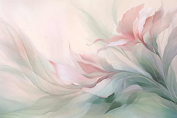 Schilderij van bloemen en bladeren Schilderij van bloemen en bladeren