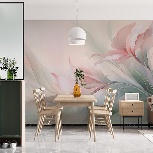 Schilderij van bloemen en bladeren Schilderij van bloemen en bladeren