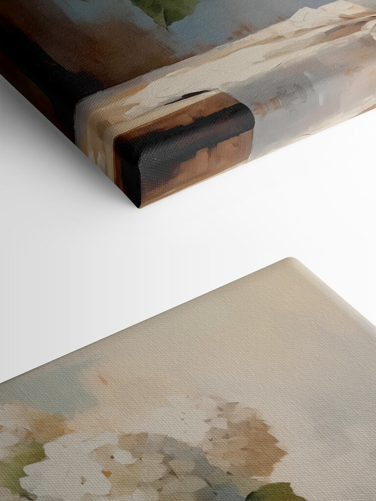 Painting of white flowers in a vase