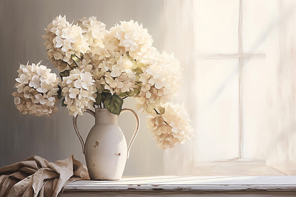 Schilderij van bloemen in een vaas Schilderij van bloemen in een vaas