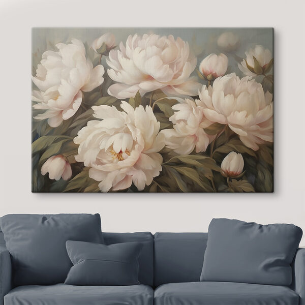 Schilderij van witte bloemen Schilderij van witte bloemen