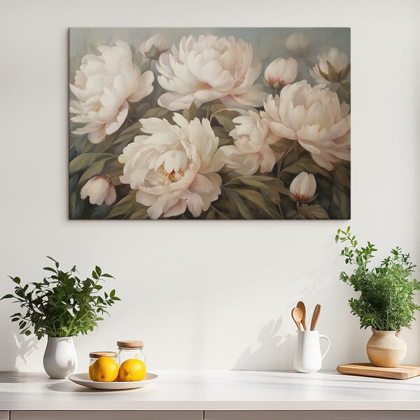 Schilderij van witte bloemen Schilderij van witte bloemen