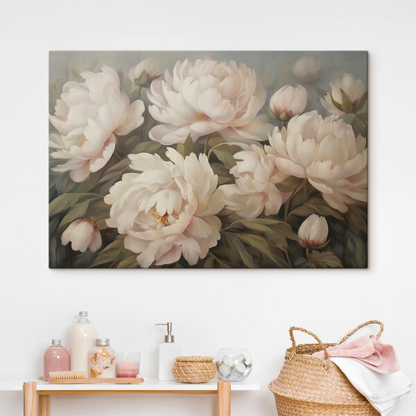 Schilderij van witte bloemen Schilderij van witte bloemen