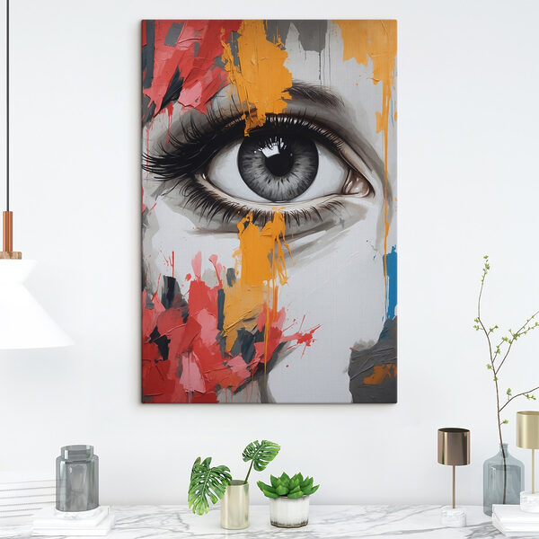 Schilderij van het oog van een vrouw Schilderij van het oog van een vrouw
