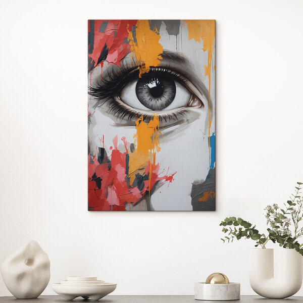 Schilderij van het oog van een vrouw Schilderij van het oog van een vrouw