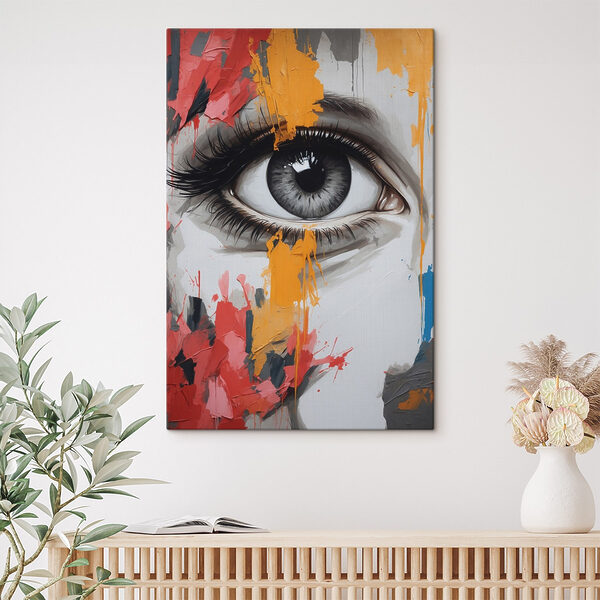 Schilderij van het oog van een vrouw Schilderij van het oog van een vrouw
