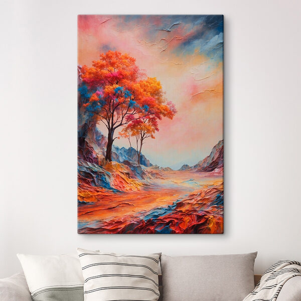 Schilderij van een boom met kleurrijke bladeren Schilderij van een boom met kleurrijke bladeren