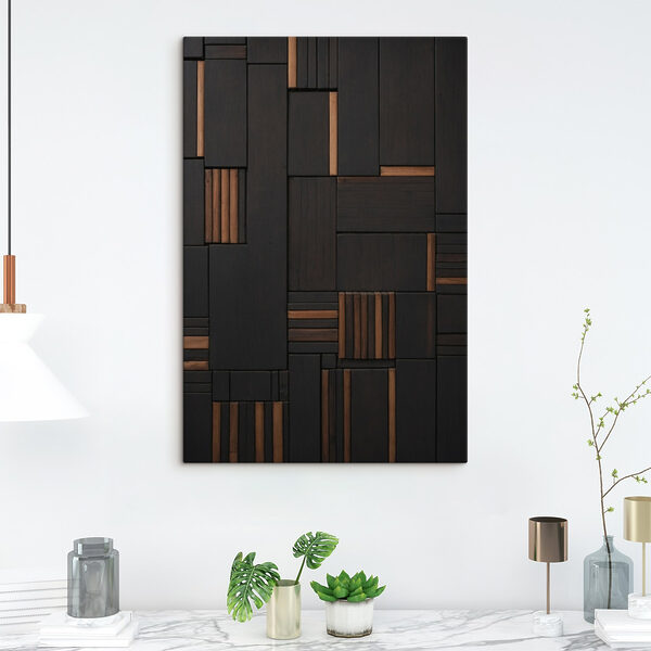 Wand van zwart en bruin hout Wand van zwart en bruin hout