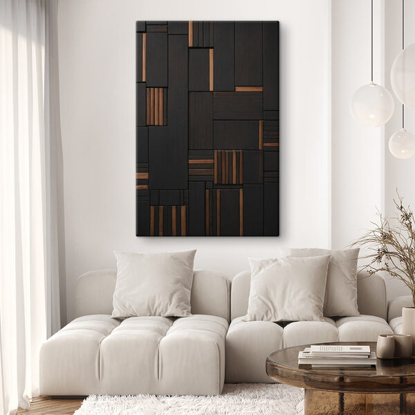 Wand van zwart en bruin hout Wand van zwart en bruin hout