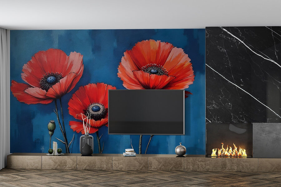 Schilderij van rode bloemen