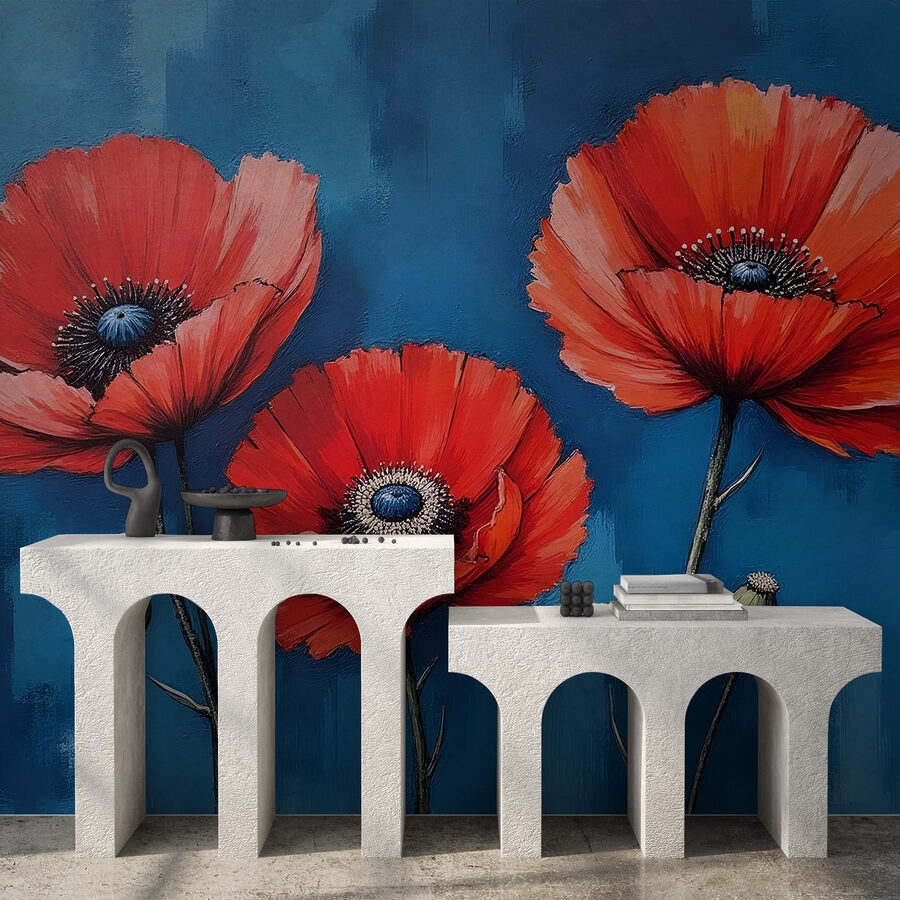 Schilderij van rode bloemen