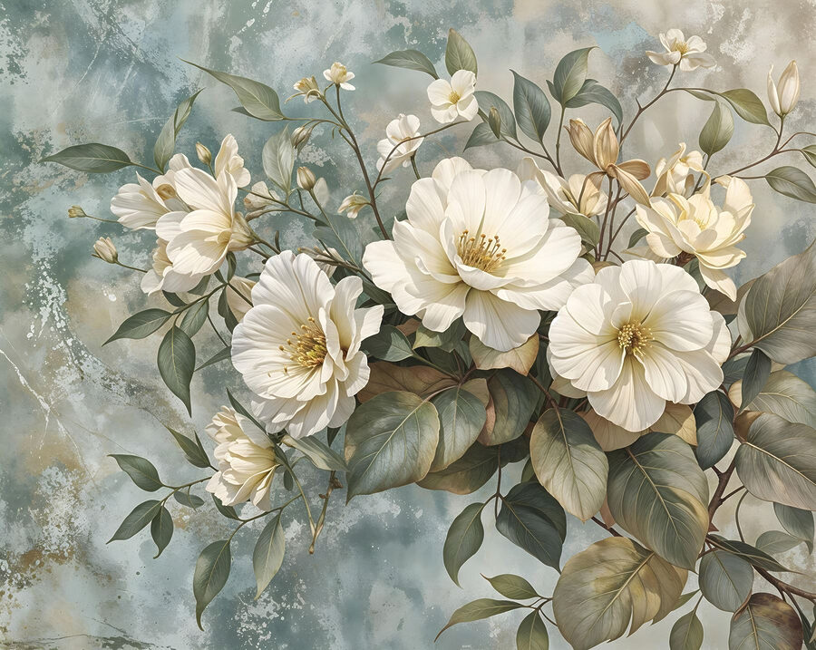 Fotobehang Delicate bloemen tegen een zachte achtergrond - Afbeelding 7