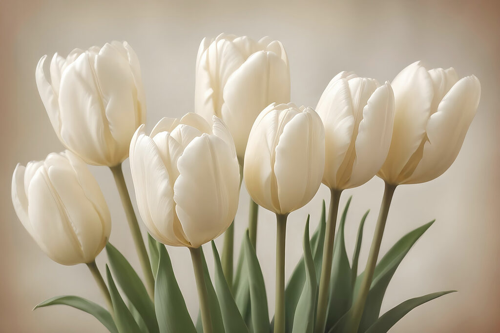 Groep witte tulpen Groep witte tulpen