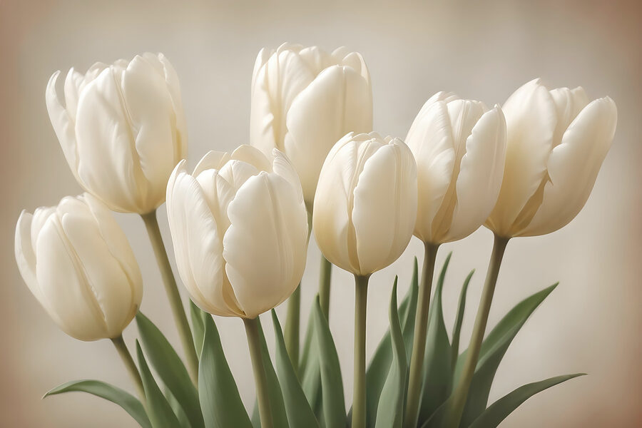 Groep witte tulpen