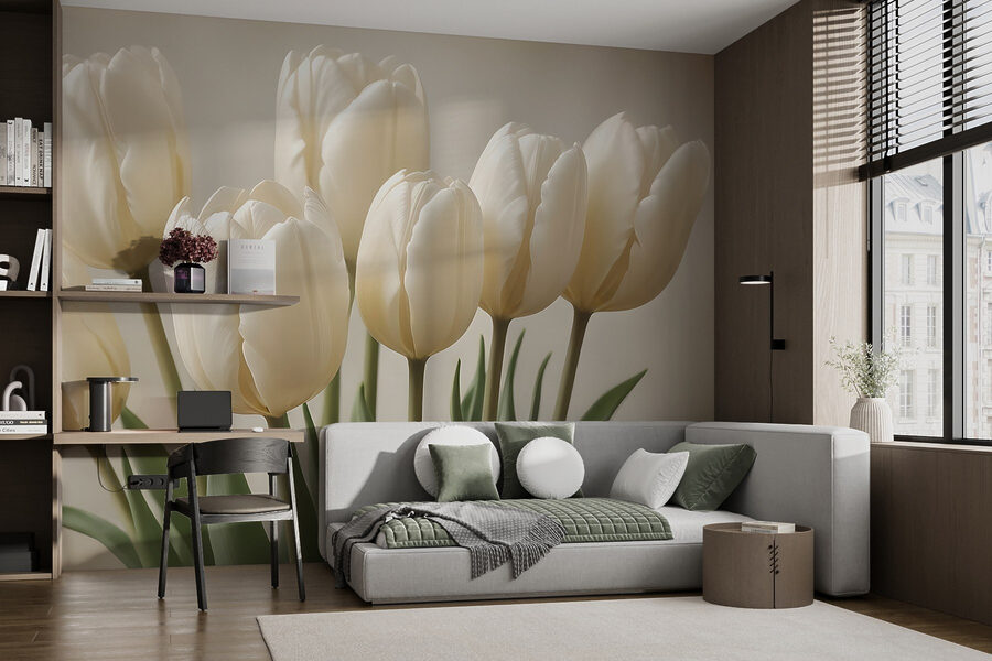 Groep witte tulpen