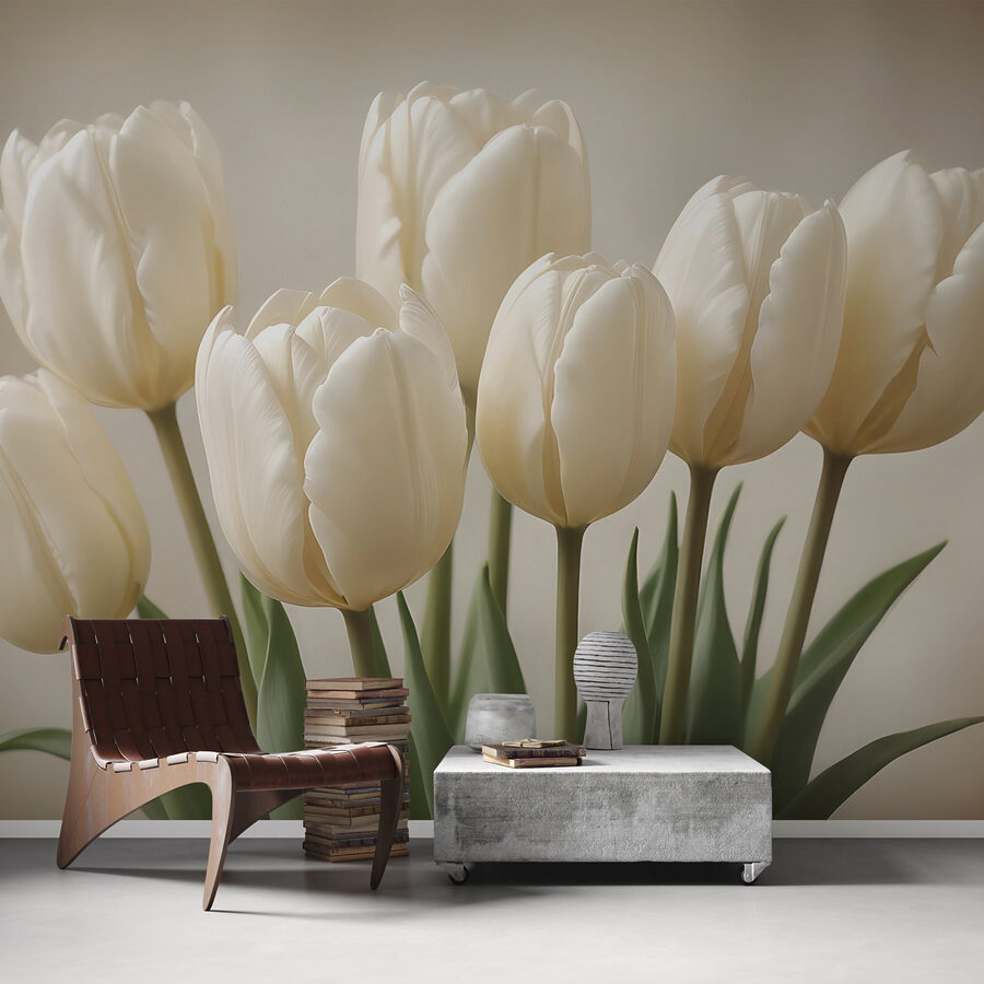 Groep witte tulpen