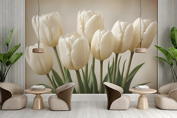 Groep witte tulpen Groep witte tulpen