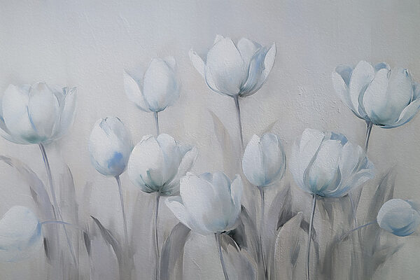 Schilderij van witte bloemen Schilderij van witte bloemen