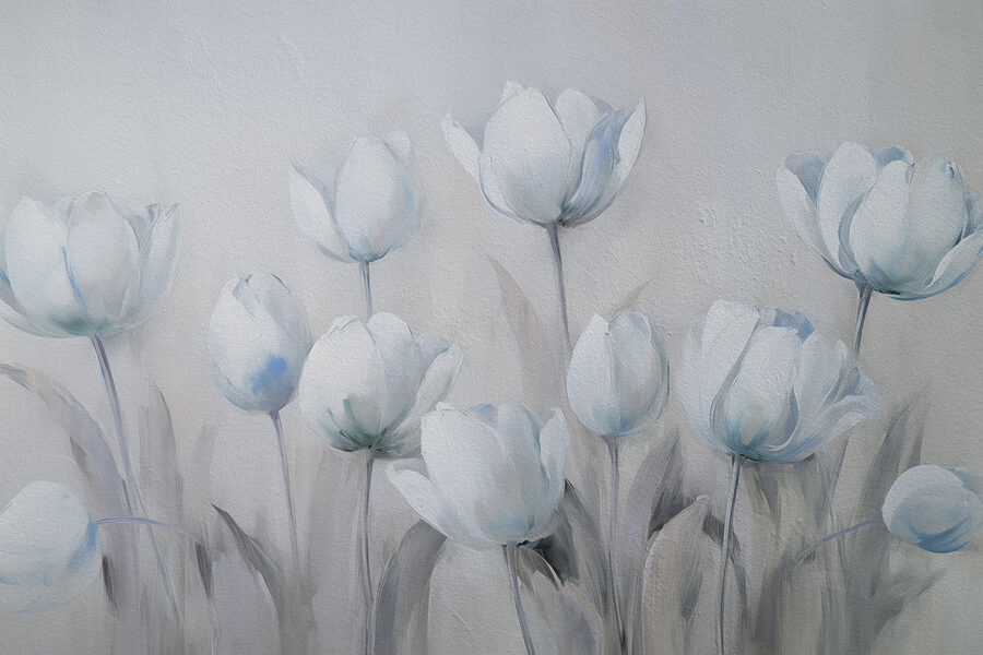 Schilderij van witte bloemen Schilderij van witte bloemen