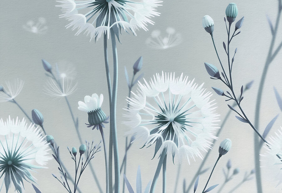 Delicate bloemen in zachte tinten.