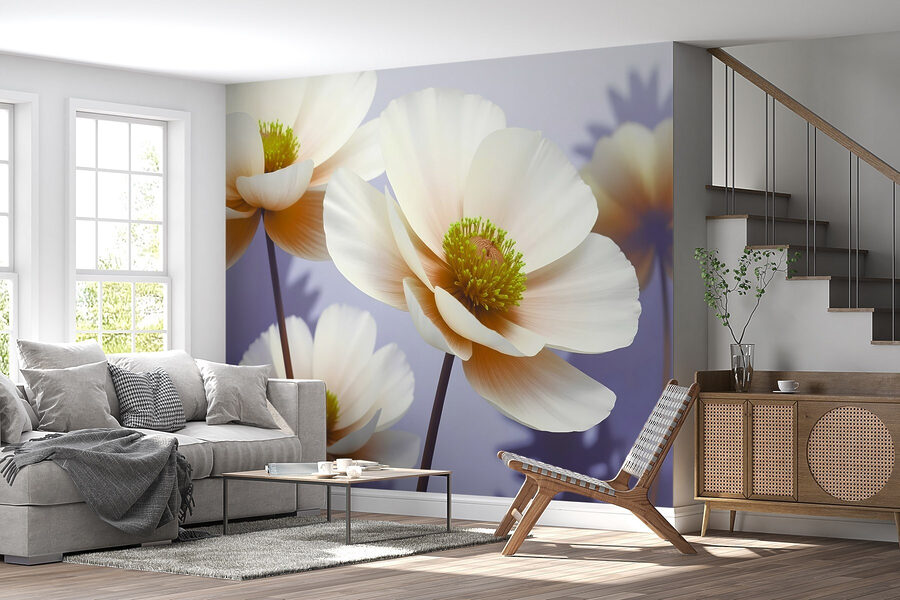 Fotobehang Delicate bloemen in zachte tinten. - Afbeelding 2