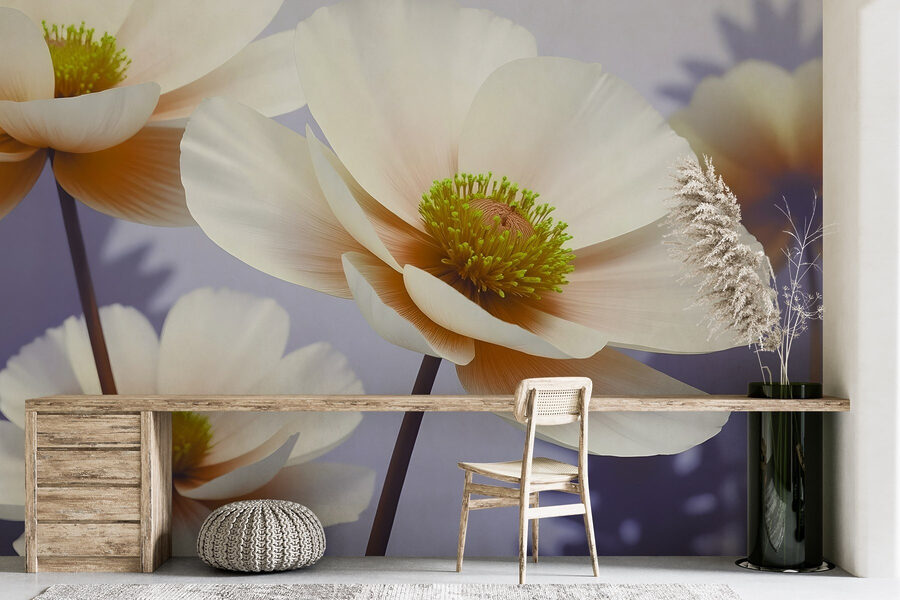 Fotobehang Delicate bloemen in zachte tinten. - Afbeelding 3