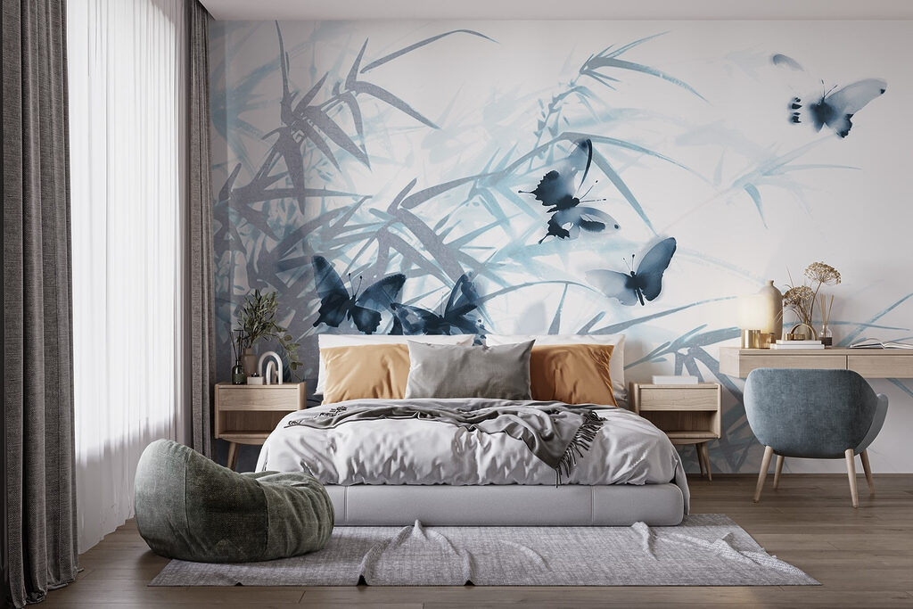 Butterflies on a white background