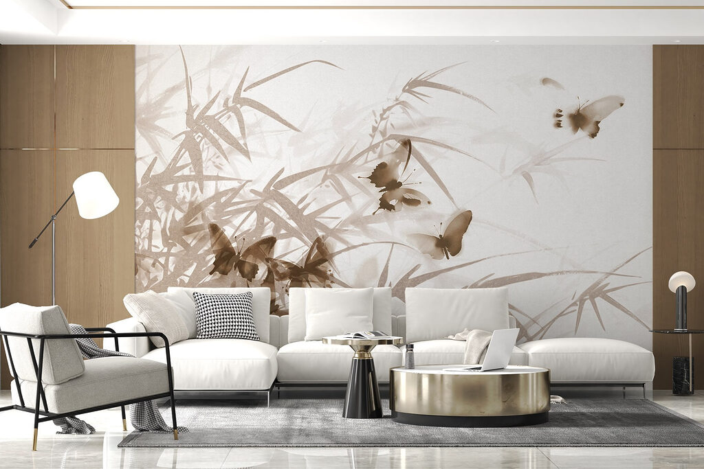 Butterflies on a white surface