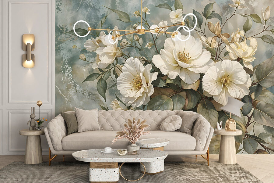 Fotobehang Delicate bloemen tegen een zachte achtergrond - Afbeelding 6