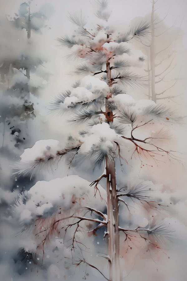 Besneeuwde boom in een bos Besneeuwde boom in een bos