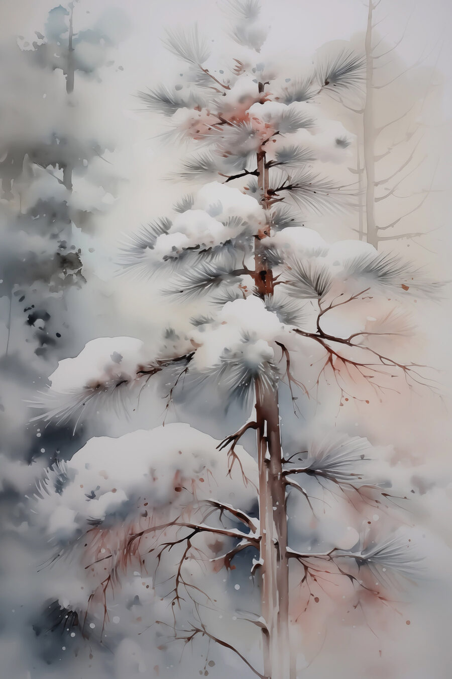 Besneeuwde boom in een bos Besneeuwde boom in een bos