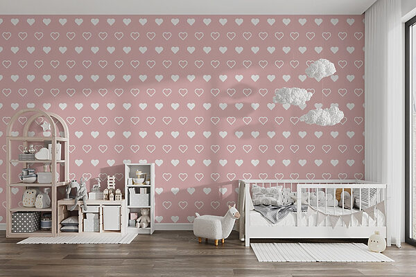Patroon van witte harten op een roze achtergrond Patroon van witte harten op een roze achtergrond