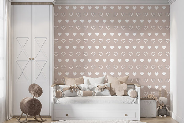 Hartenpatroon op een beige achtergrond Hartenpatroon op een beige achtergrond