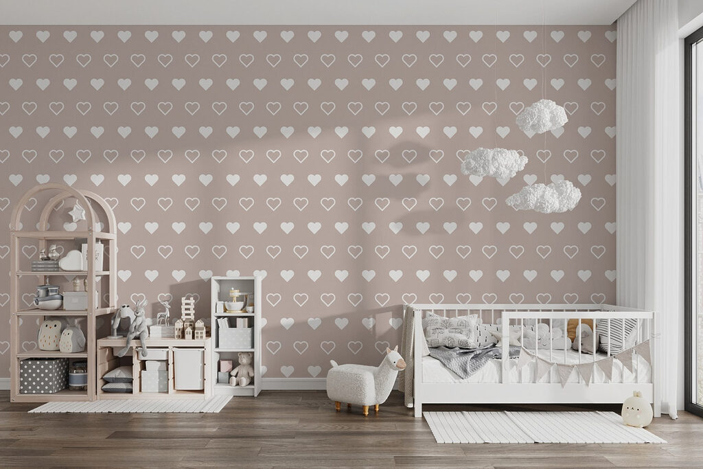Pattern of hearts on a beige background