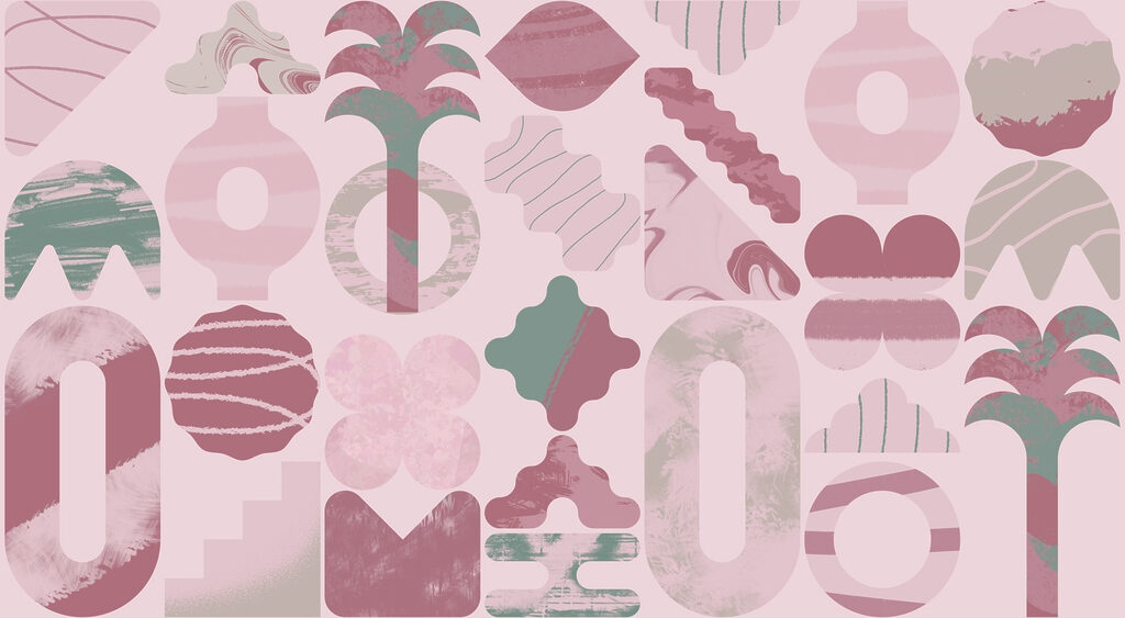 Roze en groene achtergrond met verschillende vormen Roze en groene achtergrond met verschillende vormen