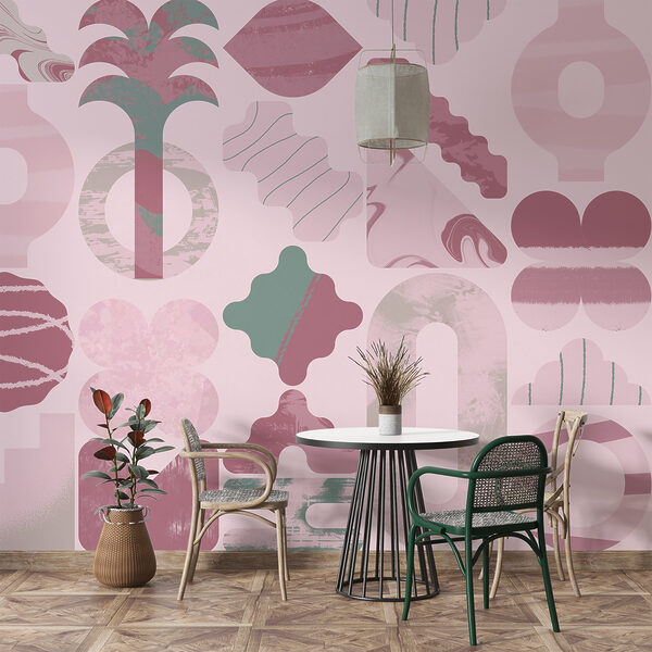 Roze en groene achtergrond met verschillende vormen Roze en groene achtergrond met verschillende vormen