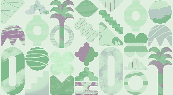 Groene en paarse vormen Groene en paarse vormen