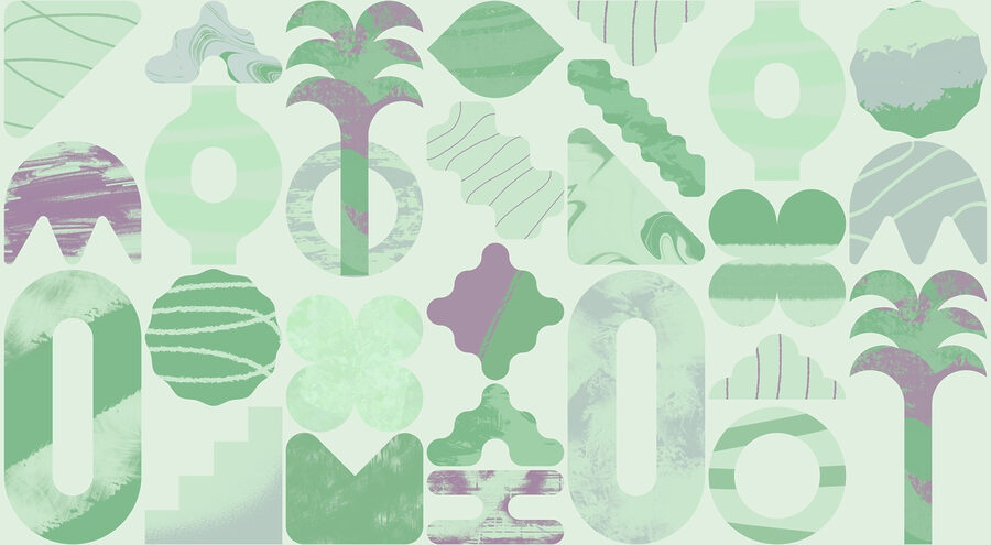 Groene en paarse vormen Groene en paarse vormen