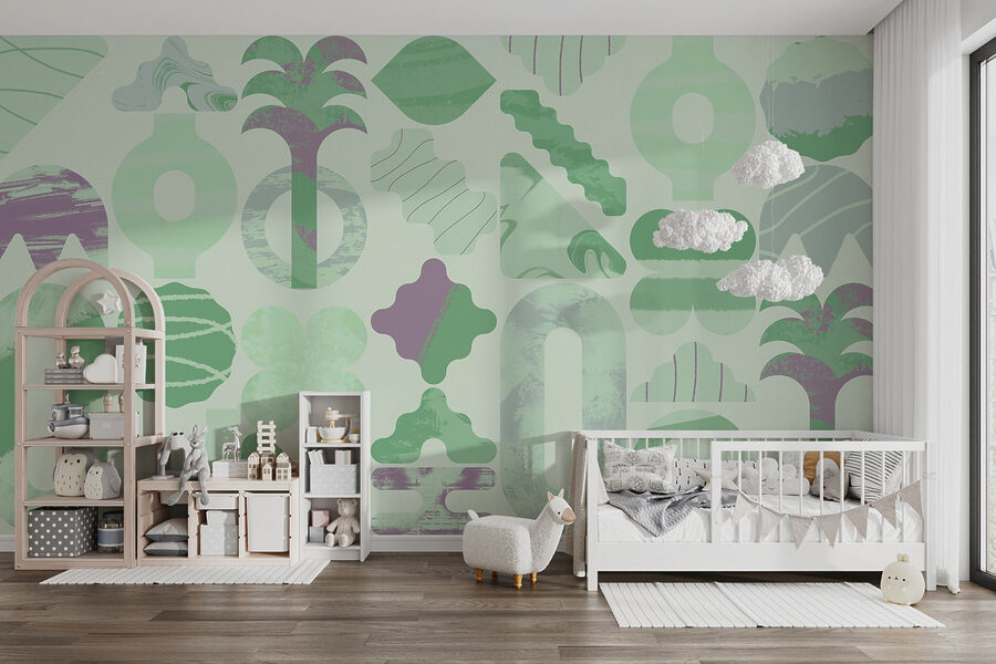 Groene en paarse vormen Groene en paarse vormen