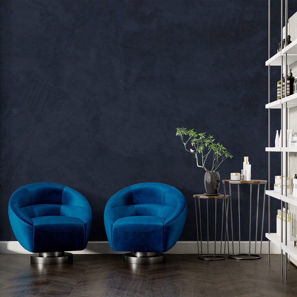 Dark blue wall with white streaks