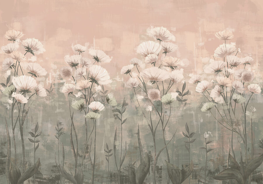 Delicate bloemen in zachte tinten.