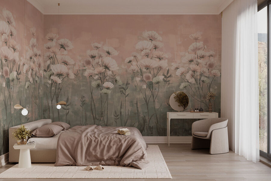 Delicate bloemen in zachte tinten.