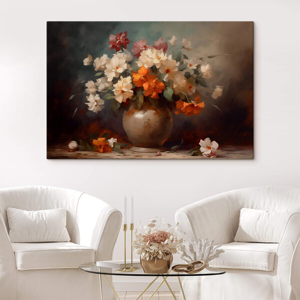 Schilderij van bloemen in een vaas Schilderij van bloemen in een vaas