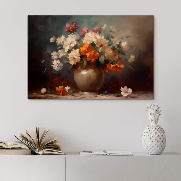 Schilderij van bloemen in een vaas Schilderij van bloemen in een vaas