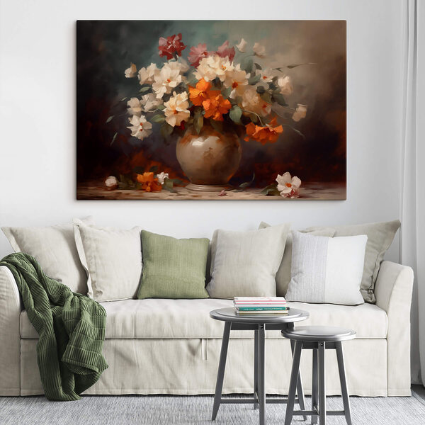 Schilderij van bloemen in een vaas Schilderij van bloemen in een vaas